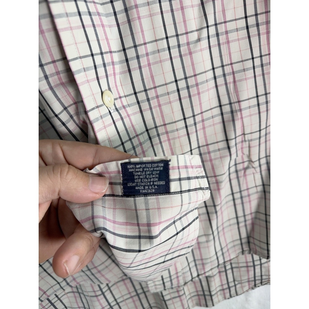 Burberry London Shirt Mens Large Pink Gray Check Plaid Button Down Made USA - Picture 3 of 7